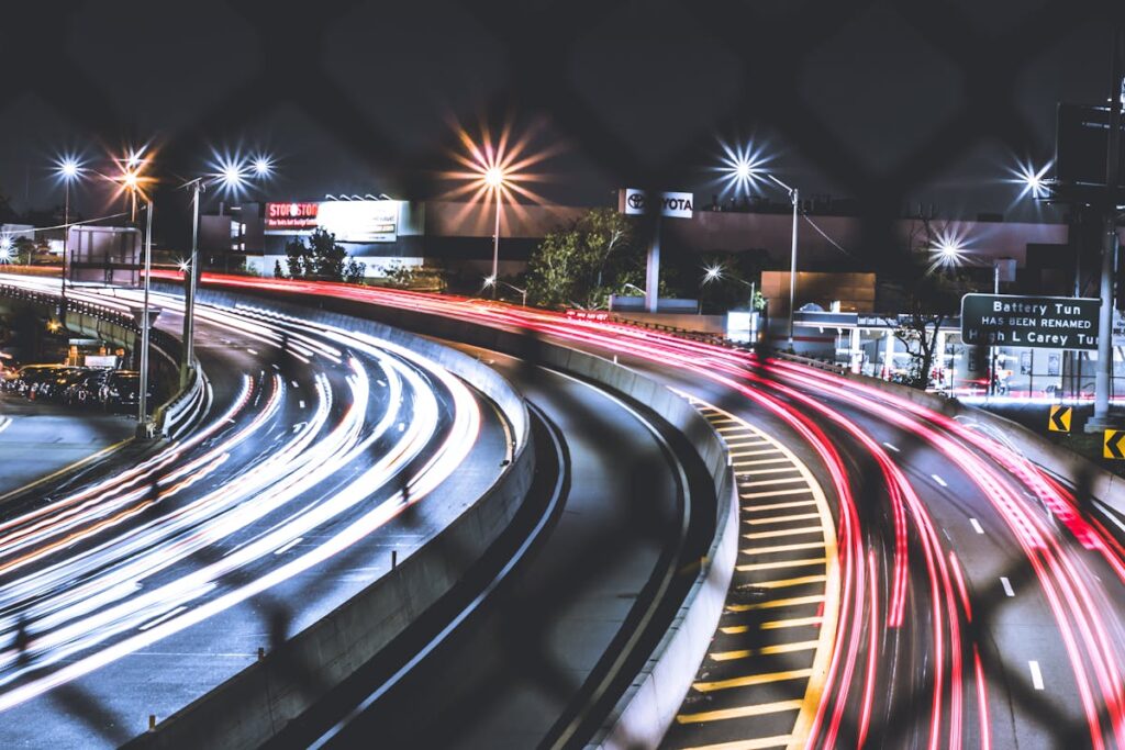 Photography of Light Streaks During Night Time